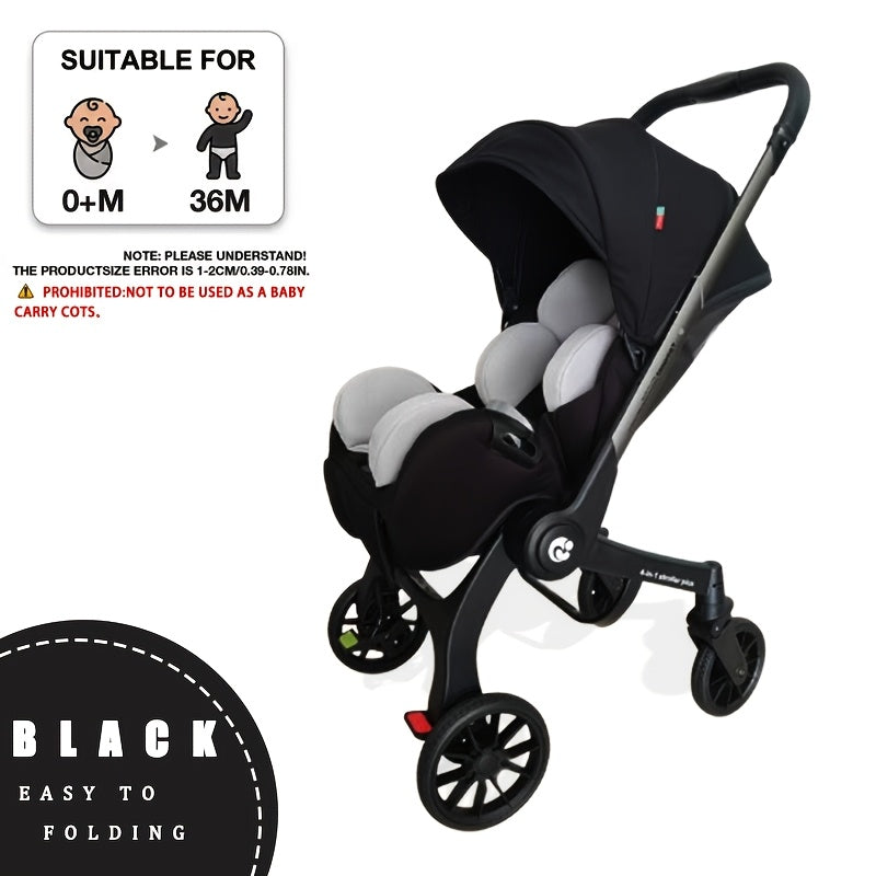 Lightweight Foldable Stroller, Dual-Directional Push with Adjustable Canopy, Metal Frame with Safety Harness, Designed for Newborns, Portable and Airplane-Friendly, Suitable for Outdoor Travel and Holiday Gifting