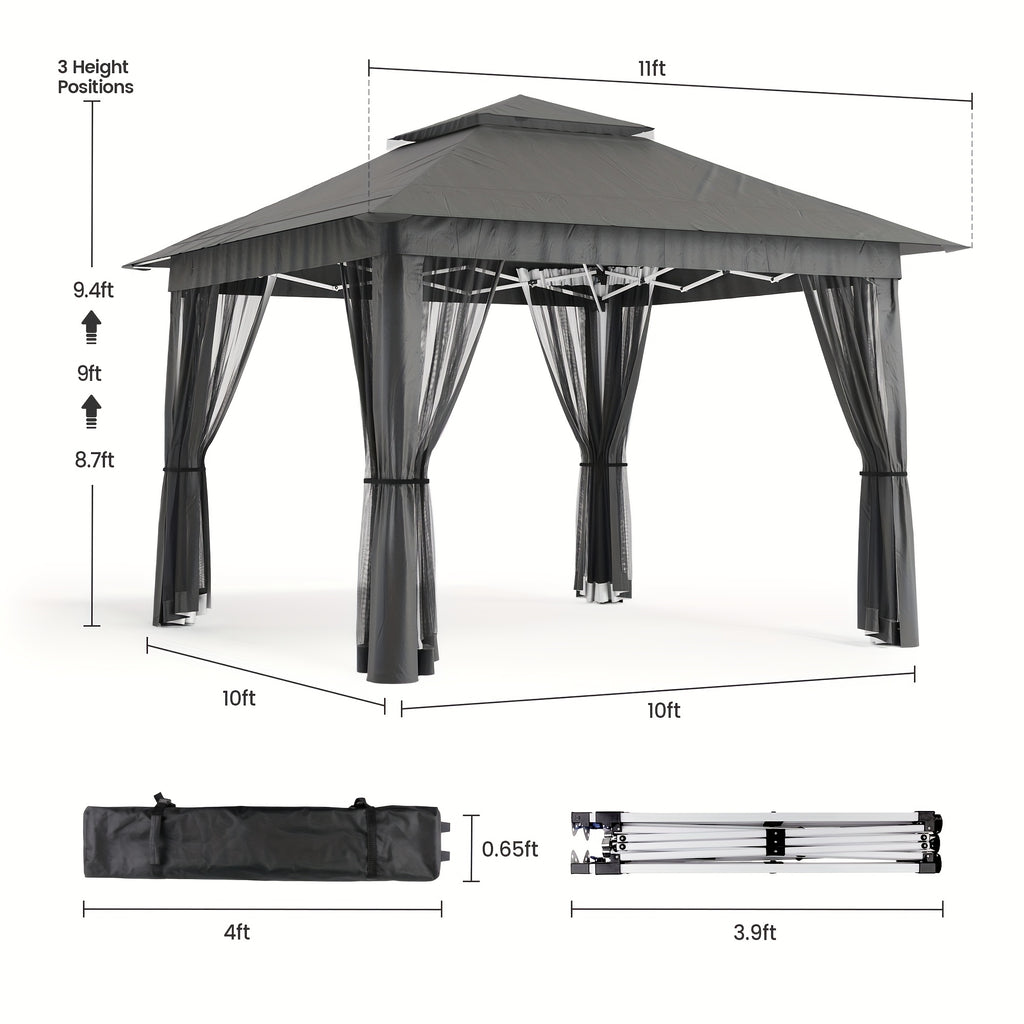 13 x 13 Ft Pop-Up Gazebo Tent with Mosquito Netting and Portable Roller Bag for Backyard or Garden Use
