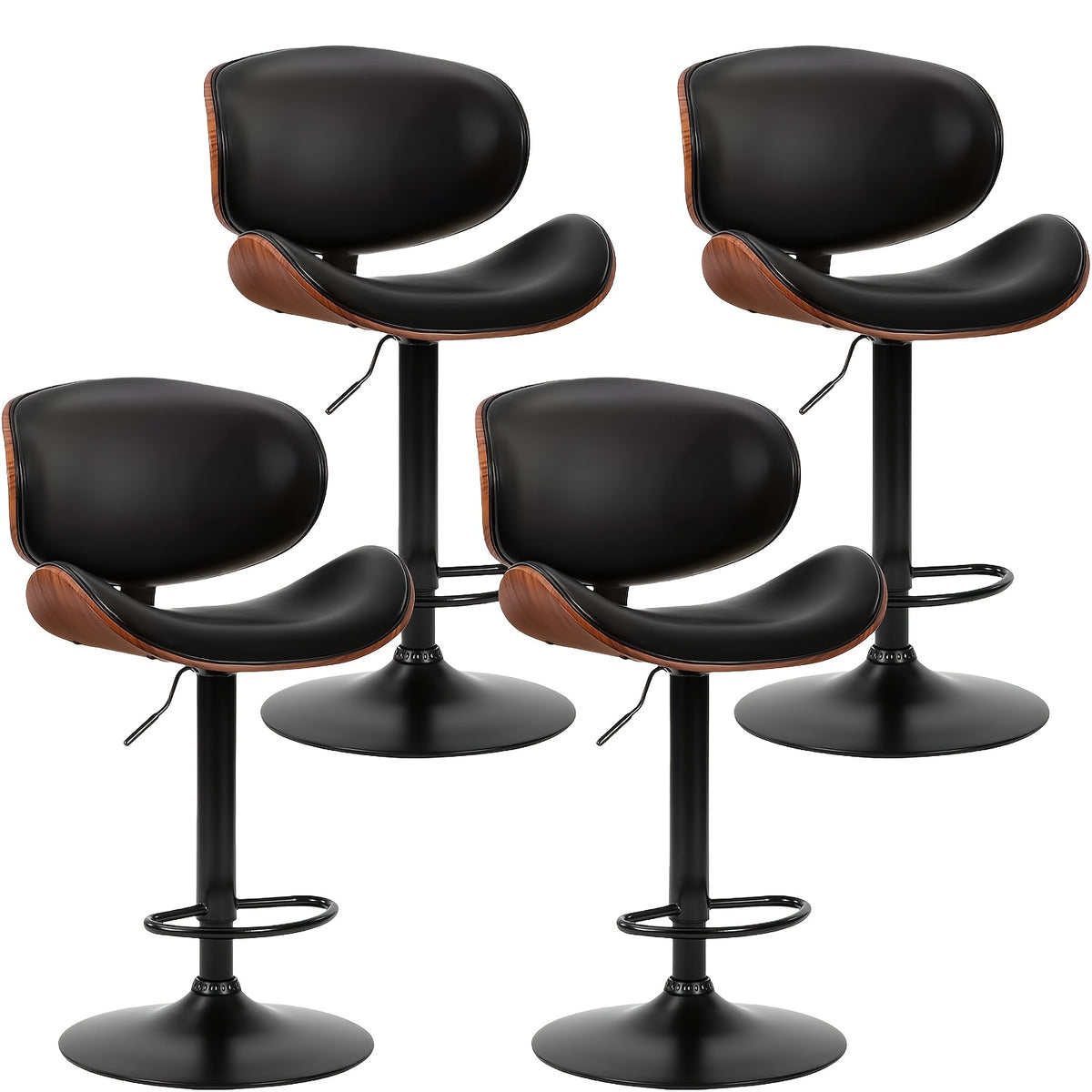 2pcs Or 4pcs for Bar Stool Set with Adjustable Height, PU Leather Seat Cushion, Ergonomic Backrest, Footrest, And Non-Slip Rubber Base, Perfect for Bars And Home Kitchen Islands