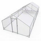 Heavy Duty Reinforced Chicken Coop Walk In Chicken Run with Waterproof Cover Large Metal Poultry Cage Outdoor Chicken Pen with Free Chicken Roosting Ladder
