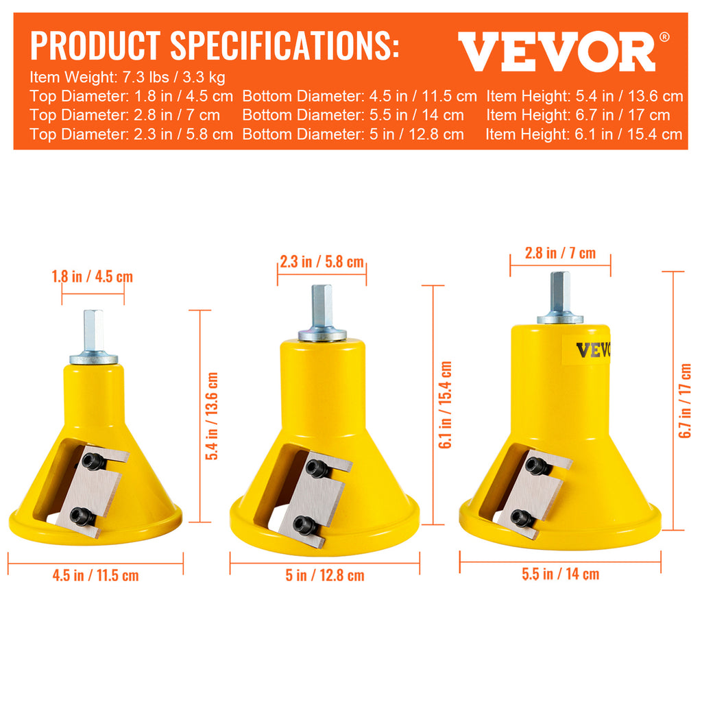 VEVOR Tenon Cutter, 1"/25.4mm & 1.5"/38mm & 2"/50.8mm, Premium Aluminum & Steel Log Furniture Cutter, with Dual Straight Blades & Button Screws Home Master Kit, Commercial Starters Tool for Home D