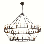 [Modern Farmhouse Chandelier] Modern Farmhouse Chandelier 2 Tier Round Wheel Chandelier Large High Ceiling Light