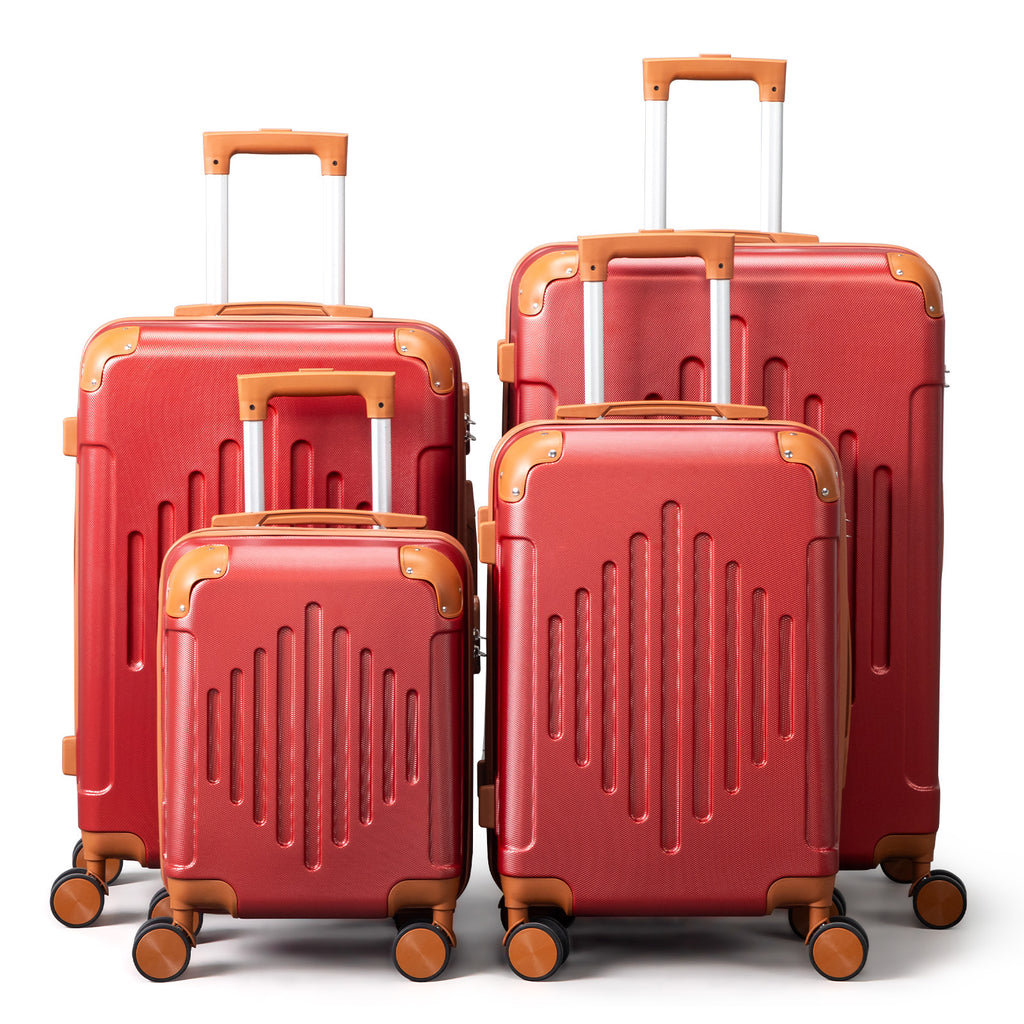 4 Pc Luggage Sets, Durable Hard Shell 4 Piece Set Suitcase with Spinner Wheels, Hardside Lightweight Luggage set, Large Travel Luggage Set (16"20" 24" 28"), mixed color