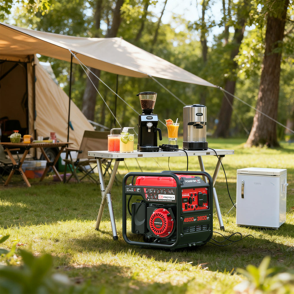 4500w 4-Stroke Portable Generator, CO Alarm, Lightweight & Quiet Gas Generator w/ 12V & USB Ports - Charge Phones, RV, Power Tools, Camping