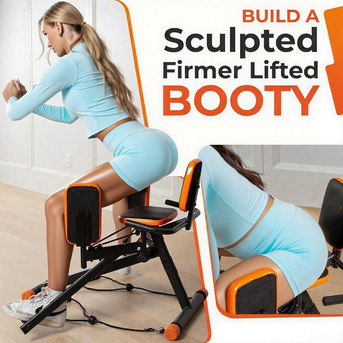 Hip Abduction Trainer for Home Glute and Thigh Workouts with Two Pull Ropes and 2 Adjustable Resistance Levels