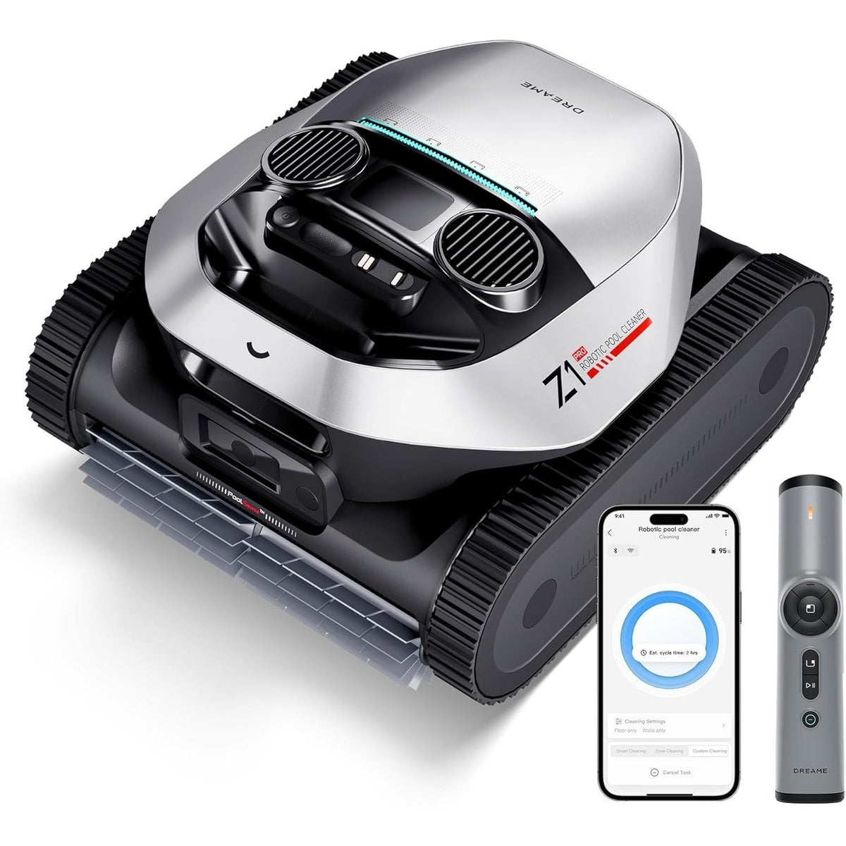 Dreame NEW Z1 Pro Cordless Robotic Pool Cleaner, LiFi Remote Control, 8000 GPH Suction, Waterline Horizontal Cleaning, Auto-Retrieval, Automatic Pool Vacuum for Above & In-Ground Pools, Upgraded Version