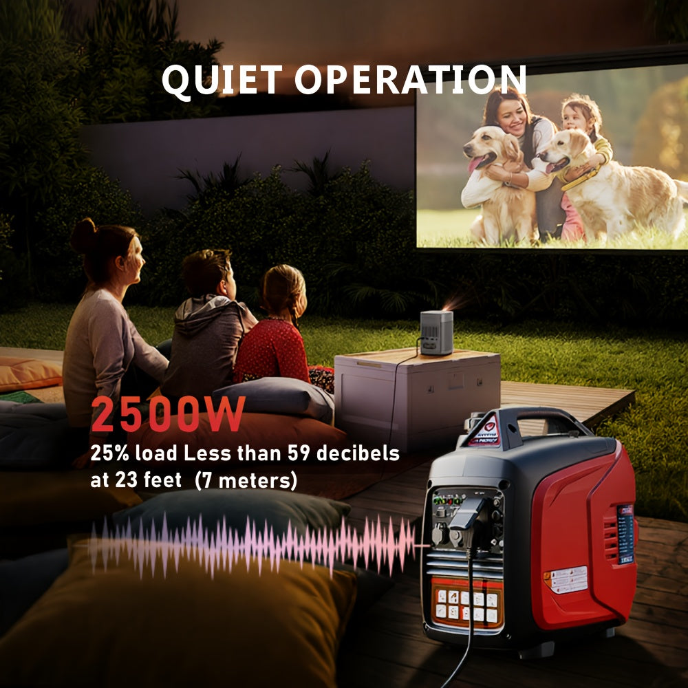 Portable Inverter Generator, Ultra Quiet, CO Alarm, Peak 2500W Rated 1900W, Peak 3200W Rated 2600W, Peak 3600W Rated 3000W, Peak 4000W Rated 3200W, Peak 4500W Rated 3600W, Ideal for Yard, Lawn, Garden, Camping, RV, Home Backup Power