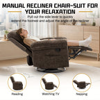 A Solitary Chair for The Living Area, a Reclining Chair That Swivels, a Rocking Recliner for Grown-Ups, Compact Recliners Suitable for Limited Spaces, a Manual Upholstered Recliner Featuring Side Pockets