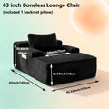 67" Chaise Lounge Chair Indoor, Oversized Boneless Lounge Chair With 3 Pillows, Flannel Cloud Reading Chair For Living Room Bedroom, Deep Seat Sleeper Couch, No Assembly Required