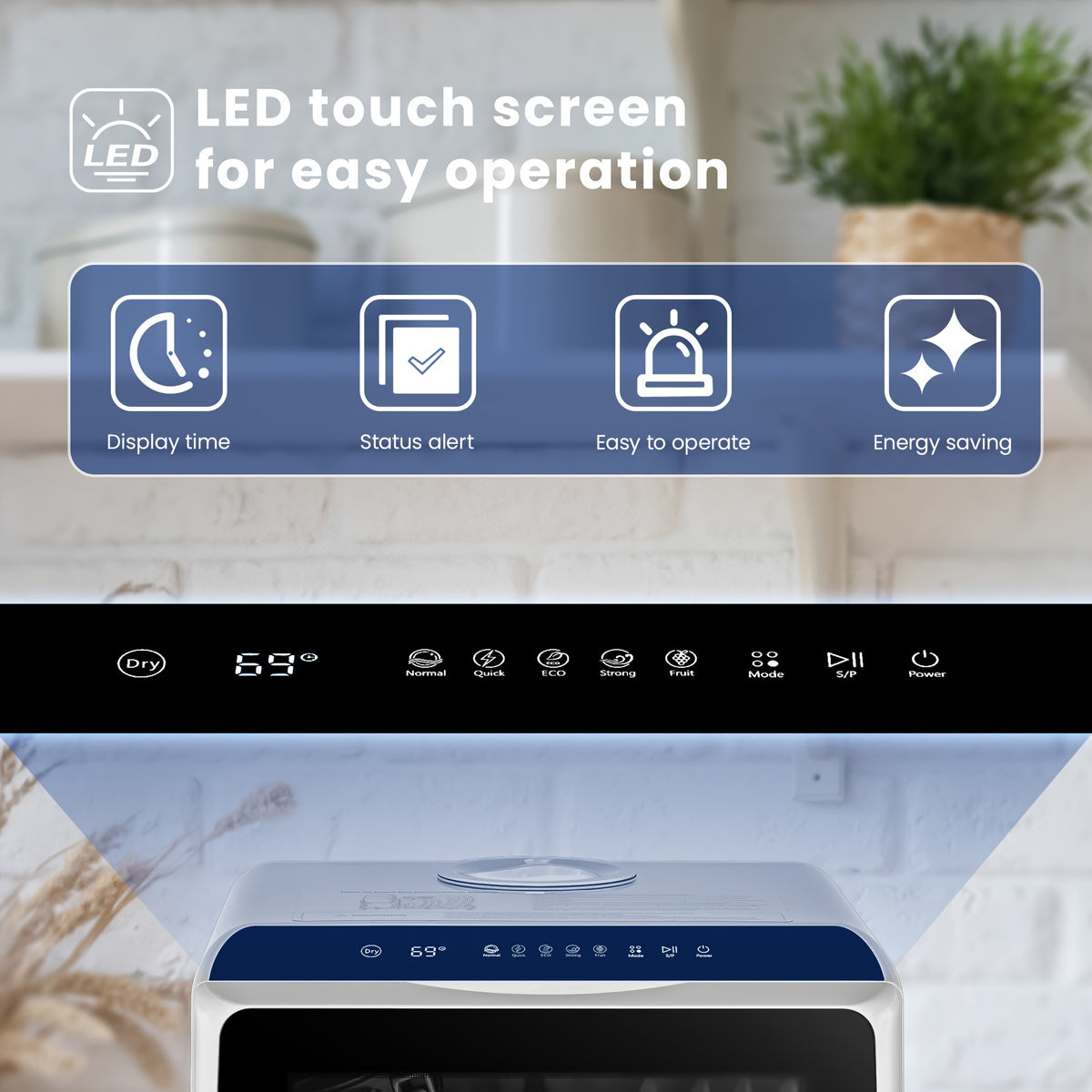 ICYGLEE Portable Mini Dishwasher, Compact Countertop Dishwasher, Equipped with a 5-Liter Built-In Water Tank, Ideal for Apartments And Motorhomes, Offers 6 Modes And Baby Care, No Plumbing Installation Required