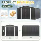 8x8/10x10 FT Outdoor Storage Shed, Garden Shed With Updated Frame Structure And Lockable Doors, Metal Tool Sheds For Backyard Garden Patio Lawn, Grey