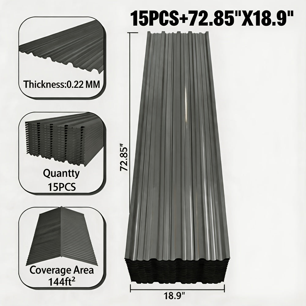 [Waterproof Metal Siding] 72.85''X18.9''/61.02''X18.9'' Corrugated Galvanized Metal Roofing Panels And 1 Pair Of Gloves, Waterproof Metal Siding Panels For Outdoor House, Storage, Chicken Coop, Garage, And Shed, 20pcs/15pcs/10pcs