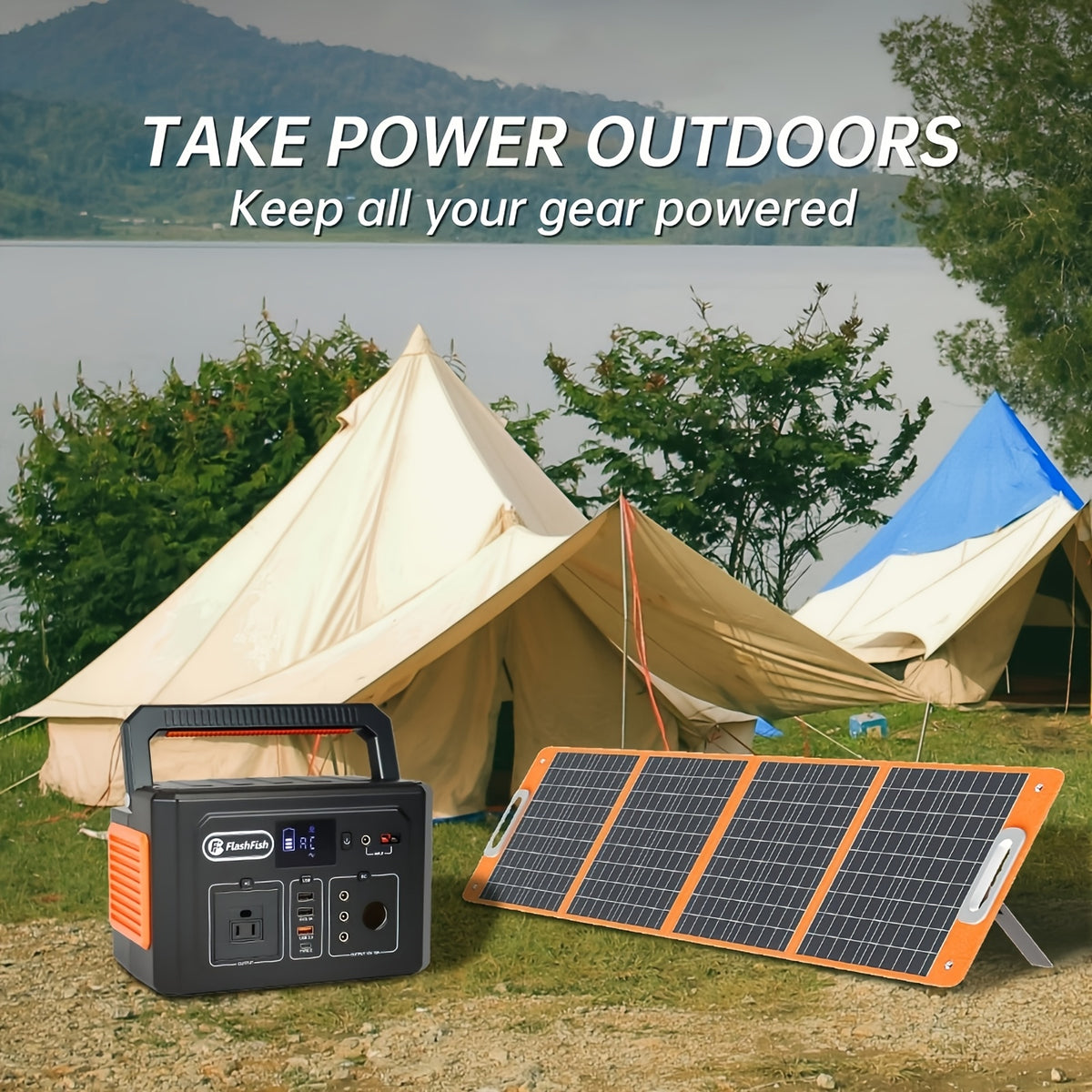 400W Portable Solar Power Station with 100W Foldable Solar Panel - 400Wh Lithium Battery Box with 400W 110V AC Outlets/DC/USB, with 60/100W Solar Panel Foldable, Ideal Off-Grid Power Supply Battery Power Bank for Home Emergency & Outdoor Camping