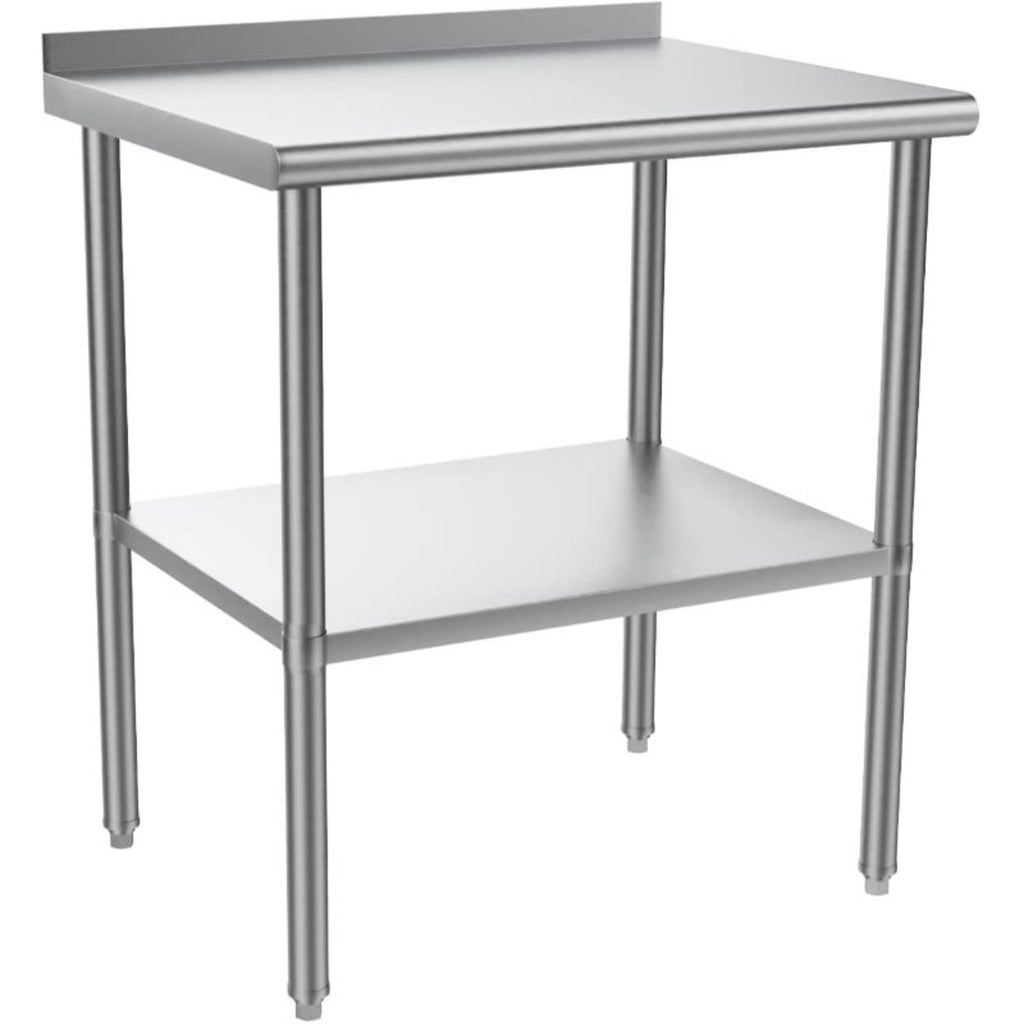 Stainless steel ready-made workbench, commercial heavy-duty workbench and workstation, suitable for metal dining tables in kitchens, restaurants, homes and hotels, with adjustable base frame and waterproof board