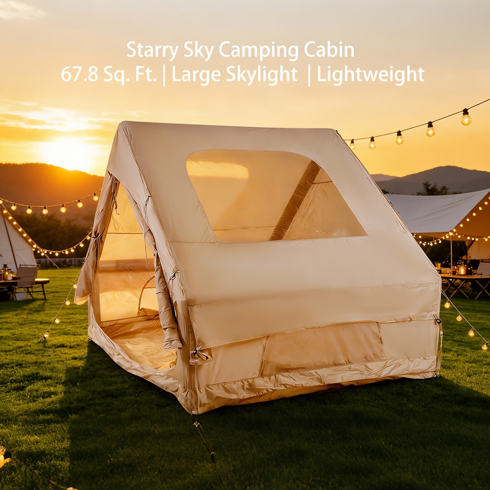 Spacious Luxury Quick-Setup Inflatable Lightweight Glamping Tent, High-Quality High Quality; All-Weather and All-Season Use, Specifically Designed for Sophisticated Camping Enthusiasts, Suitable for Family and Friends' Camping Trips