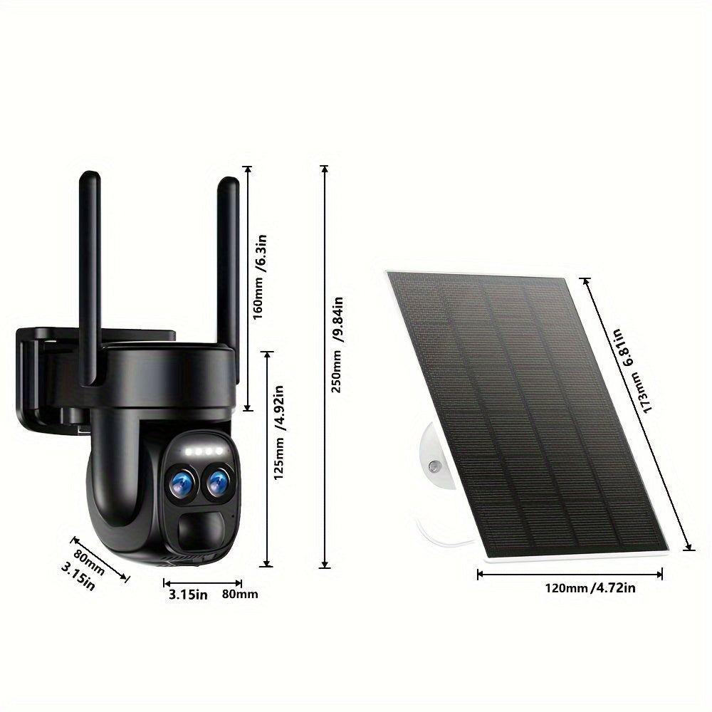 5pcs [10X Zoom] 360-Degree Low-Power Solar Panel Battery 2K FHD Wifi with Spotlight Alarm, Motion Detection, Color Night Vision, Two-Way Audio And