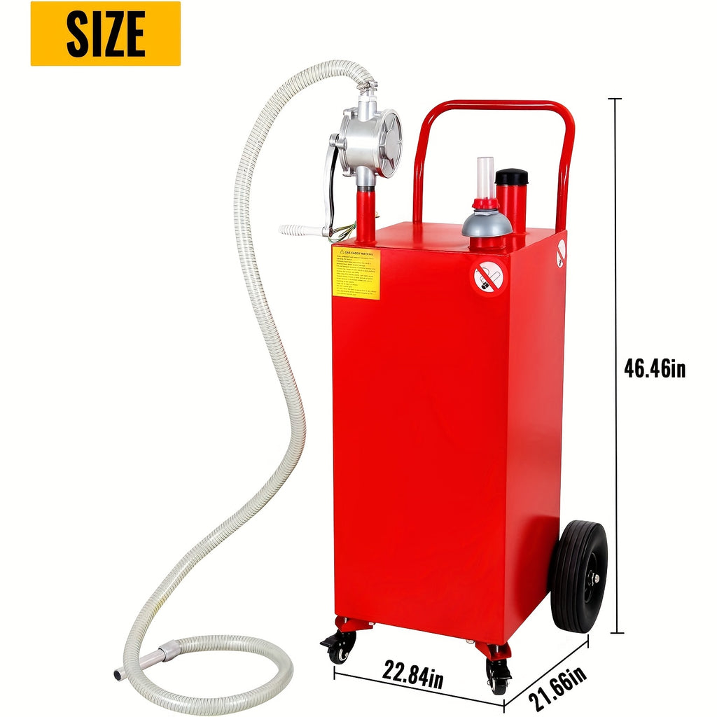 [30 Gallon Oil Drain Pan] Oil Liquid Drain Pan 30 Gallon Oil Drain Tank, Large Capacity Oil Change Pan, with Pump, Hose, Casters Wheels for Car, SUV, Trucks Oil Draining, Garage