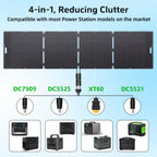 LVYUAN New Portable Solar Panel 200W/400W for Power Station, 23% Efficiency Mono Foldable Solar Charger with 4 Kickstands And 3M Cable (MC4 to DC5521/DC5525/DC7909/XT60 Connectors) for Camping RV Home Backup, Without Battery
