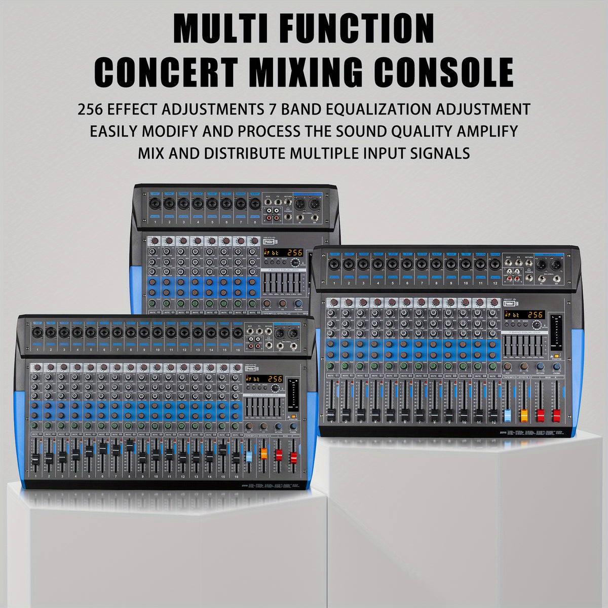 [Audio Mixer Board] 8/12 Channel Audio Mixer Board with Mobile Wireless Control, 48V Phantom Power, 250+ Sound Effects & 3-Band EQ Suitable for Karaoke, Live Band, Stage, Conference,, for Theater, Pub, Party, Recording System
