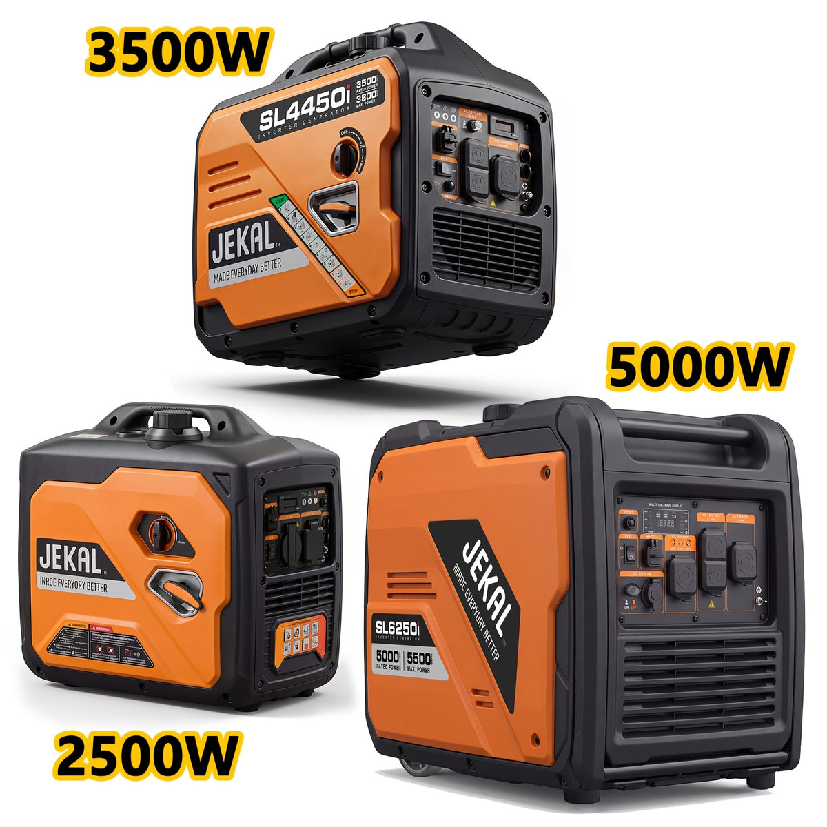 INNOVATIVE LIFE 2500W/120V, 3500W/120V, 5000W 120V/240V Dual Voltage Portable Inverter Generator, 30A Outlet RV Ready, 5000W Electric Start, Pure Sine Wave, Type-C & QC3.0 Ports, Gas Powered for Home Backup And Camping, EPA Compliant
