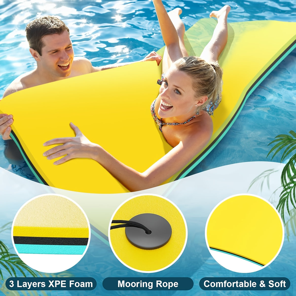 Floating Mat, Floating Water Mat For Lake, 3 Layers Tear-Resistant XPE Foam Portable Lily Pad Float For Adults, Multiple Sizes To Choose