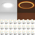 12/6 Pack 4/6 Inch 5CCT LED Recessed Ceiling Light with Night Light, 2700K/3000K/3500K/4000K/5000K Selectable Ultra-Thin Lighting, 12W=110W, 1100LM, Dimmable Canless Wafer Downlight