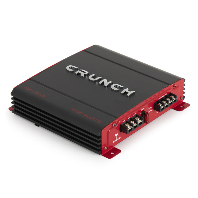 Crunch 2 Channel 1000 Watt Amp Car Audio Stereo Amplifier and MTX 12 Inch 1200 Watt Car Audio Dual Loaded Subwoofer Box Enclosure