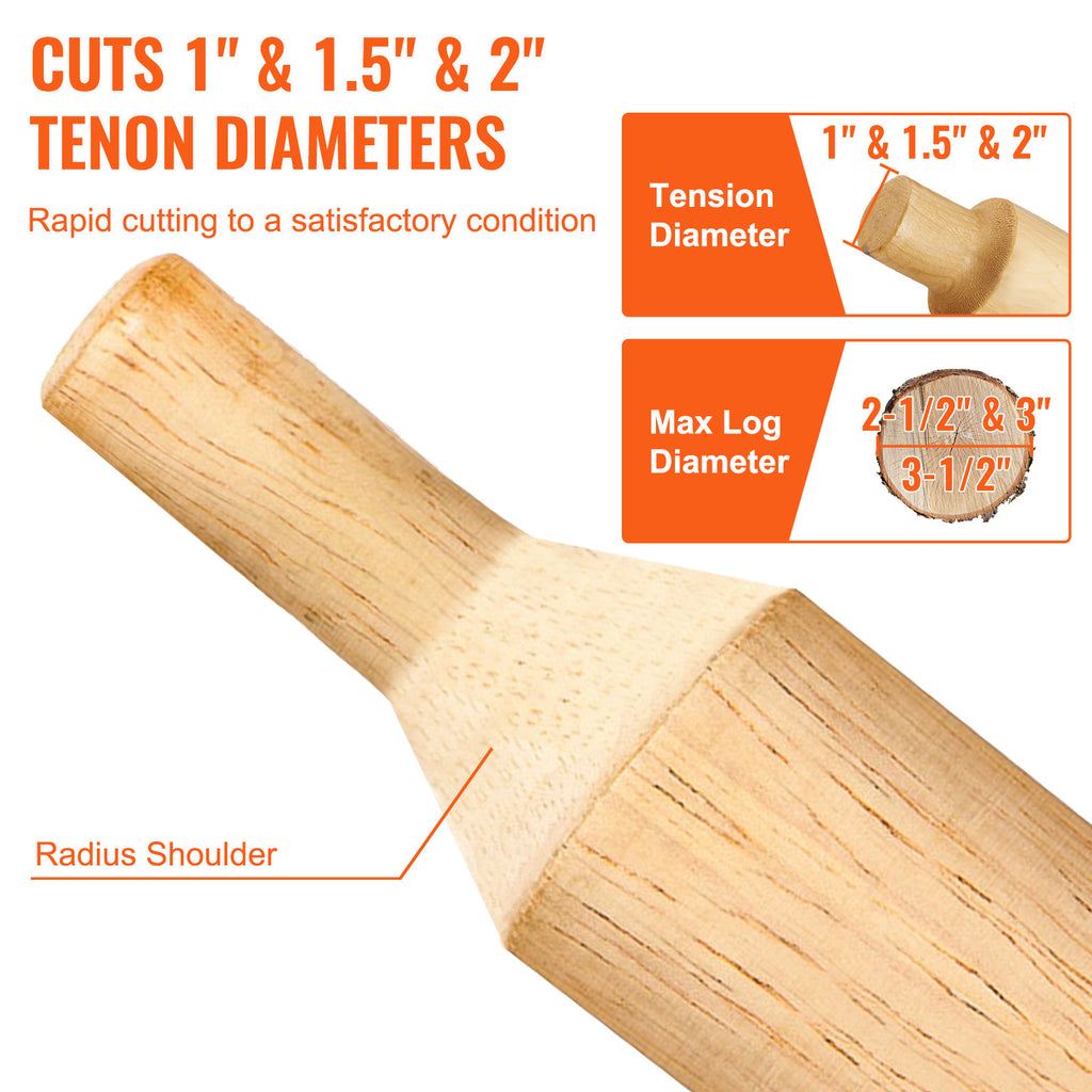 VEVOR Tenon Cutter, 1"/25.4mm & 1.5"/38mm & 2"/50.8mm, Premium Aluminum & Steel Log Furniture Cutter, with Dual Straight Blades & Button Screws Home Master Kit, Commercial Starters Tool for Home D