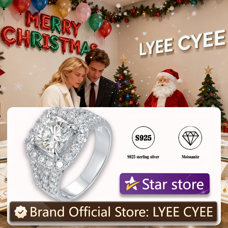 1pc 3.5Ct 9*9Mm S925 925 Silver moissanite Ring Luxury Gift for Men And Women Birthday Party Gift 18K Gold Plated