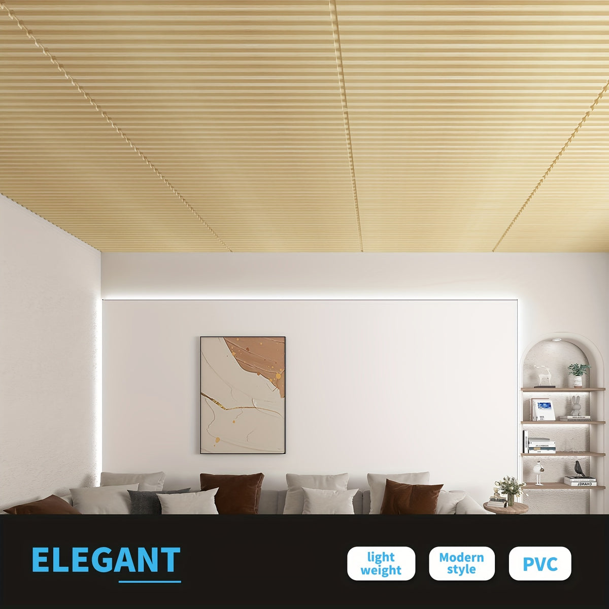 [Art3d 3D Slat Wall Panels] 12-Pack Art3d 2x4 ft 3D Slat Wall Panels - Oak Decorative Drop Ceiling Tiles - 96 Sq.ft/Case