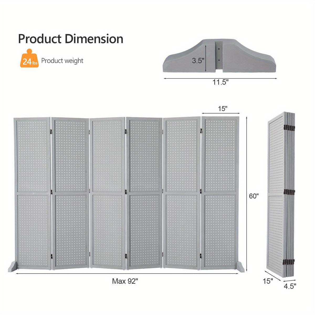 Heavy-Duty Freestaggng Pegboard Room Divider - Folding Privacy Screen Partition with Sturdy Feet, Natural Wood Finish - for Home, Office, Retail Displays, Events - Space-Saving Organizer & Decorative Partition Panel, Event Partition, Versatile Display Boa