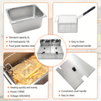 3.17gal Commercial Electric Deep Fryer, Stainless Steel Countertop Electric Fryers with Removable Tank and Lid