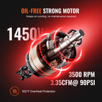 VEVOR 6.3 Gallon Air Compressor, 2 HP 3.35 CFM90PSI Oil Free Air Compressor Tank & Max. 116PSI Pressure, 70 dB Ultra Quiet Compressor for Auto Repair, Tire Inflation, Spray Painting, Woodwork Nailing