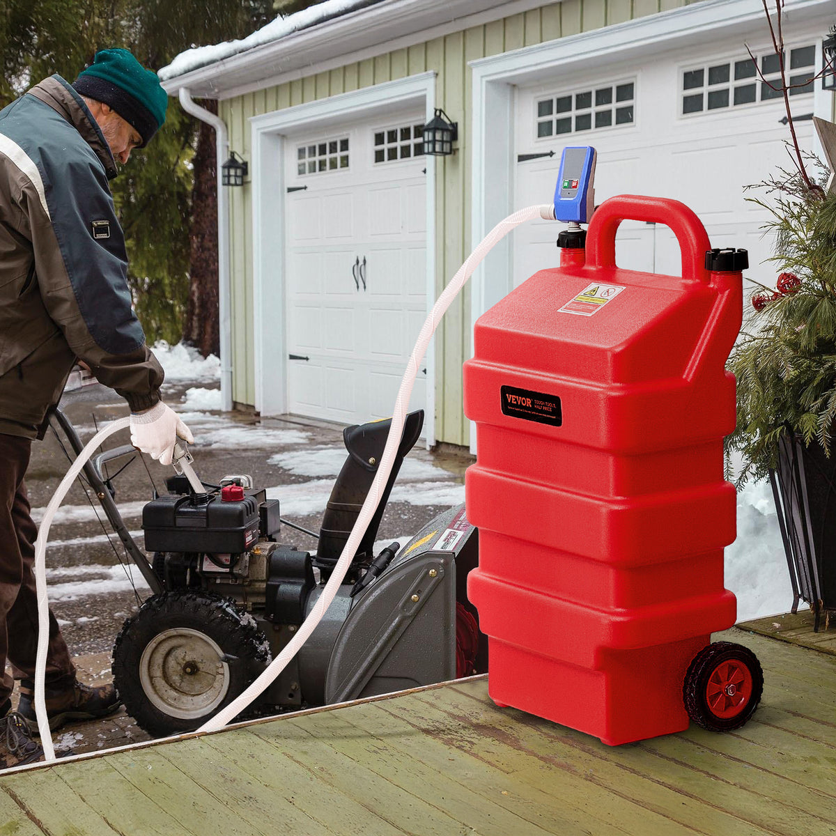 VEVOR Fuel Caddy 16 Gallon/ 32 Gallon Fuel Tank with 12V DC 2.5 GPM/ 15 GPM Electric Transfer Pump