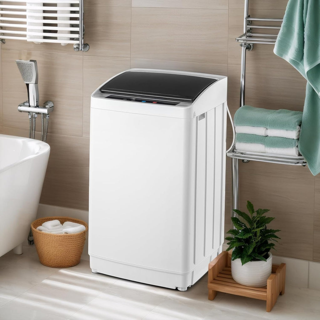 17.8/25 pounds (approximately 8 kilograms) portable washing machine, fully automatic washing machine, equipped with stainless steel tub and drainage pump - 110-volt compact washing machine, suitable for apartments, dormitories, campers, camping, small hou