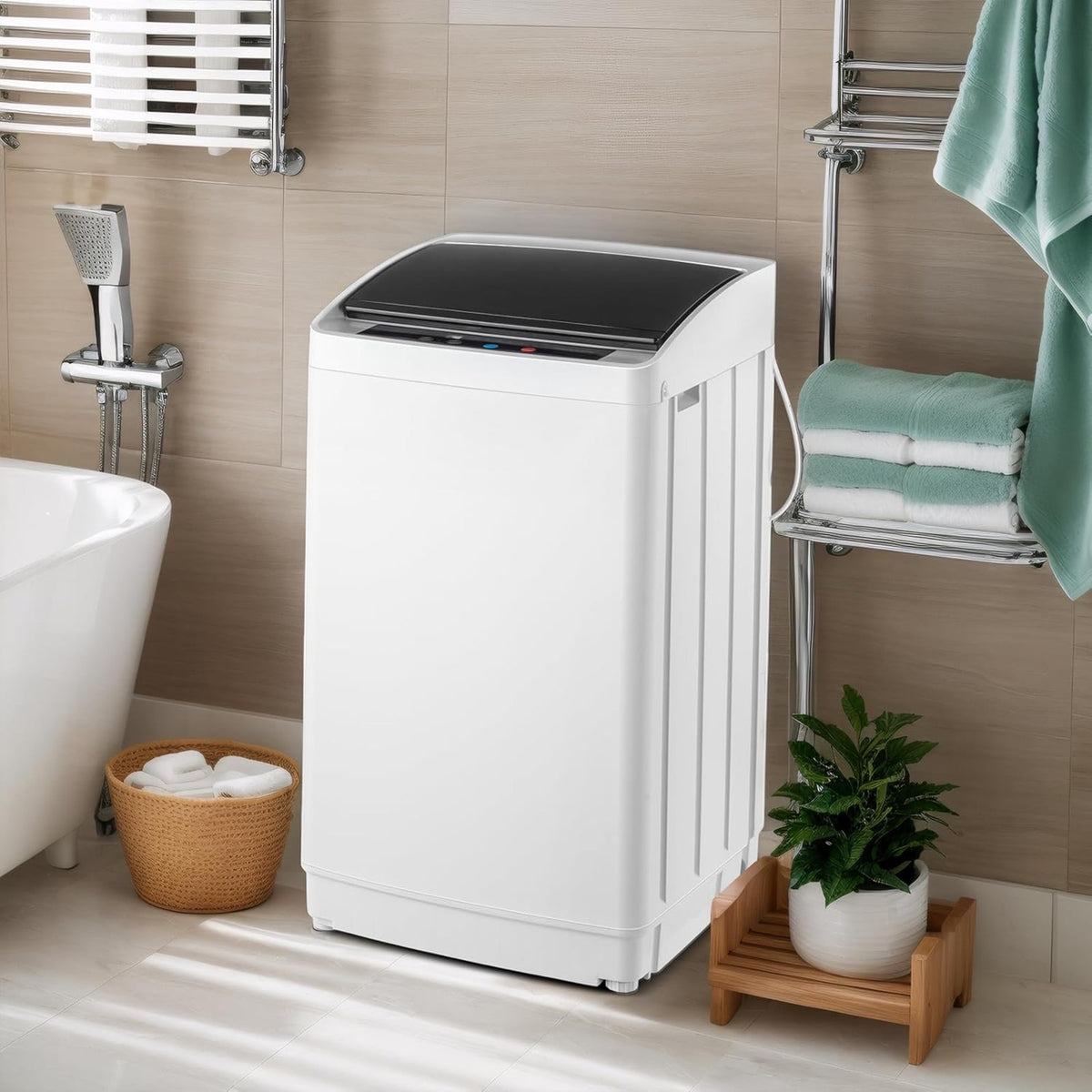 17.8/25 pounds (approximately 8 kilograms) portable washing machine, fully automatic washing machine, equipped with stainless steel tub and drainage pump - 110-volt compact washing machine, suitable for apartments, dormitories, campers, camping, small hou