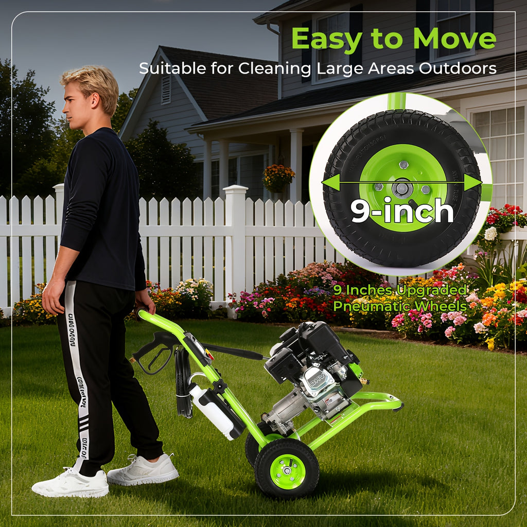 MAX 4200PSI 3GPM 212CC Commercial Gas Pressure Washer, 7.0 HP Professional Gas Power Washer with 5 Nozzles 25FT Hose 33.81oz Foam Bottle for Car Fence Driveway Yard (EPA/CARB/ETL Compliant)
