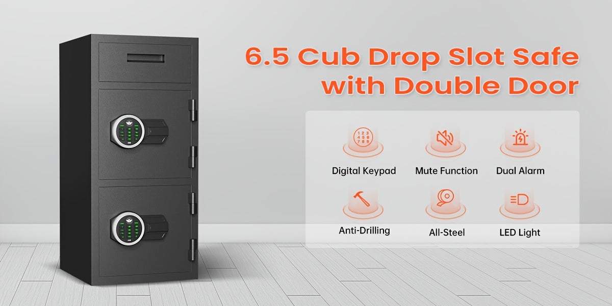 [Extra Large Safe Box] 6.5 Cu Ft Extra Large For Home Safe Box Fireproof With Drop Slot, Digital Drop Safe With Double Door And Key Hook, Money Safes With Backlit Keypad And Dual Alarm For Home Office Business