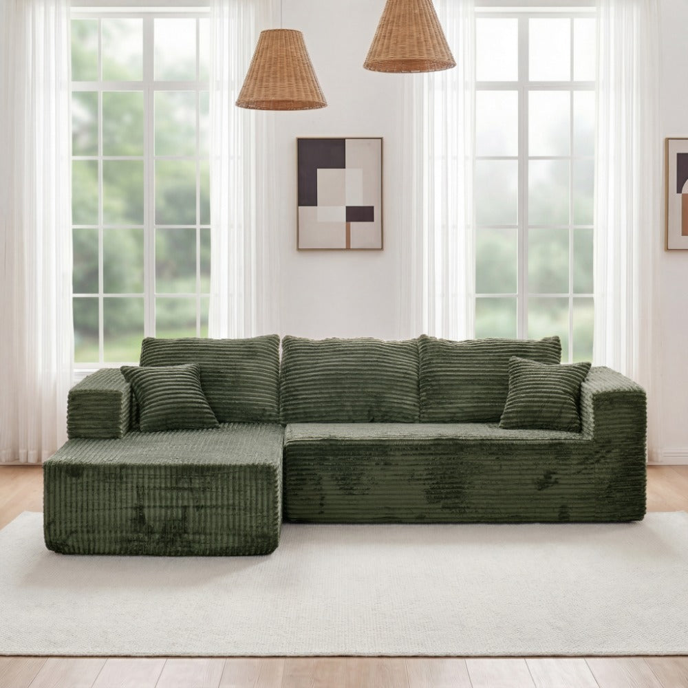Modular Combination Sofa, Comfortable and Fluffy, L-shaped, Dark Black Color, Suitable for the Living Room, Deep Seat Design, Memory Foam, Boneless Velvet Fabric