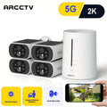 ARCCTV Cam 4-Cam Kit, Security Camera Outdoor Wireless, 2K Camera with Integrated Solar Panel, Forever Power, Smart Siren & Spotlights, 2-Way Audio, App-Controlled (Wi-Fi), 4MP Face Recognition AI, 5G & 2.4 GHz Wi-Fi, No Monthly Fee