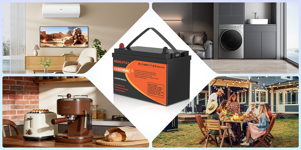 [Intelligent BMS Protection] WERCHTAY 12.8V LiFePO4 Battery 300/200/100Ah, Equipped with A+ Grade Battery Chips, 25000+ Deep Cycle Cycles, Intelligent BMS with Overcharge and Over-Discharge Protection, Suitable for Home Energy Storage, Outdoor RVs, and Of
