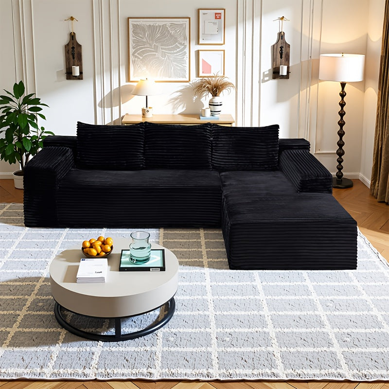103-inch L-shaped Sofa, a Multifunctional Transforming Compression Sofa Bed with Chaise Lounge, Comes with 2 Throw Pillows, Built-in High-density Supportive Sponge, a No-assembly-required Sofa Chair Suitable for Bedrooms and Living Rooms