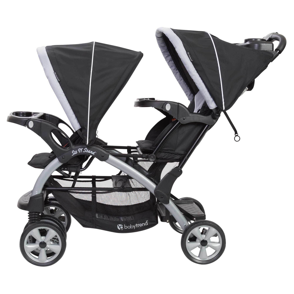 Baby Trend Double Infant and Toddler Stroller w/ Harness and Basket, Sit N' Stand, Stormy