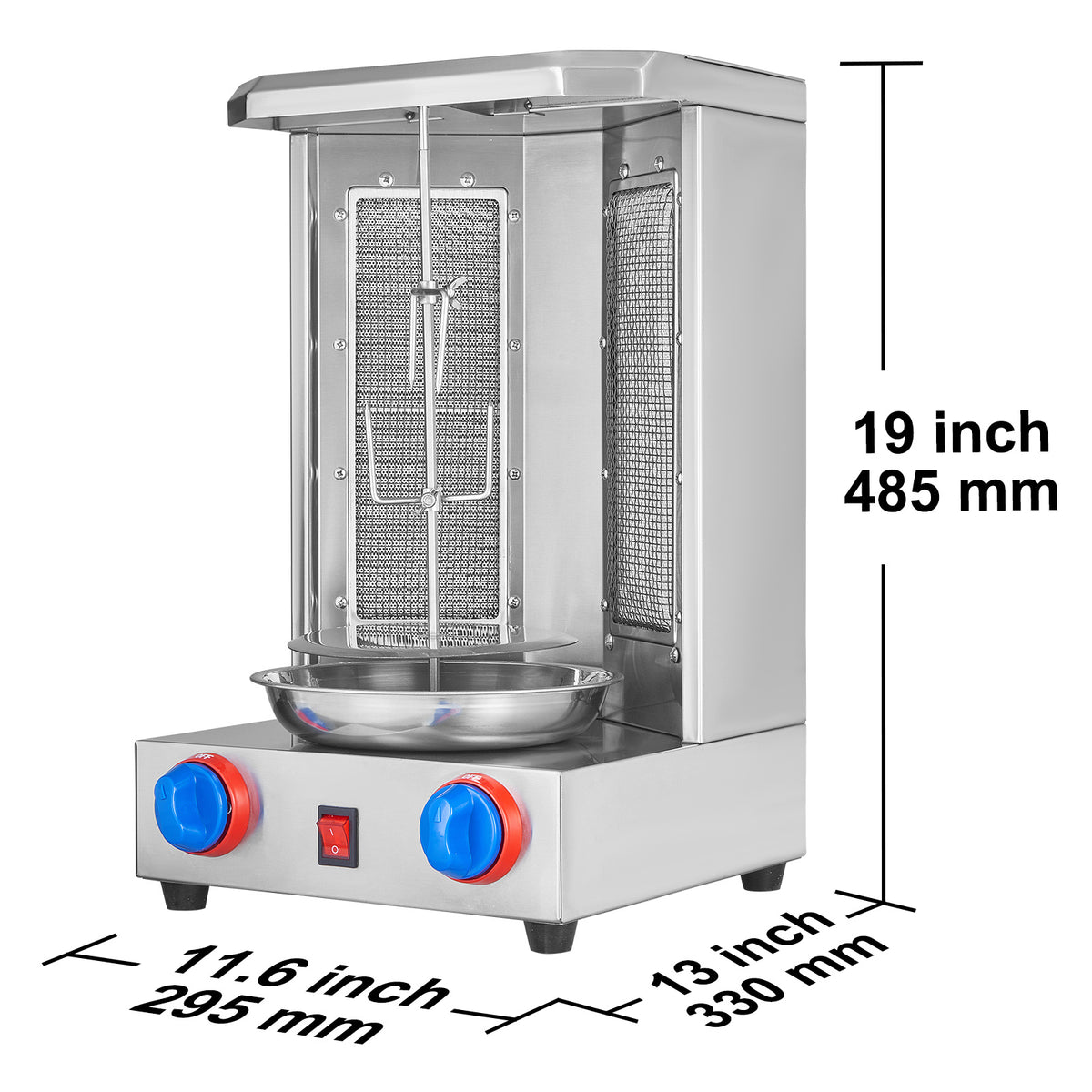 VEVOR Stainless Steel Shawarma Grill Machine Vertical Gyro Rotisserie Doner, Electric/Electric heating type/Gas (propane)