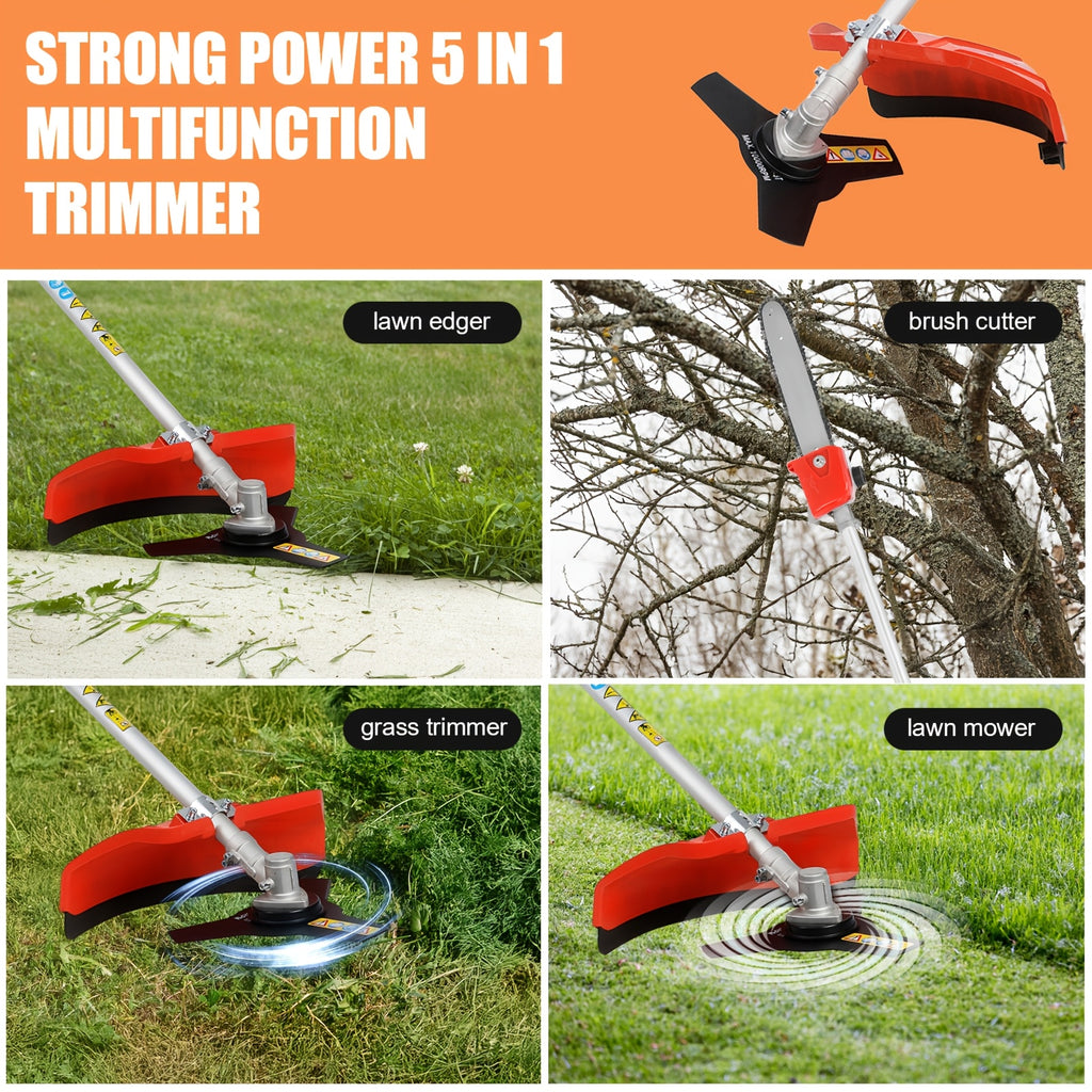 5-in-1 52cc Lawn Mower, Multifunctional Gasoline Lawn Mower, Small Household Irrigation Lawn Mower, Foldable Handheld Lawn Mower/wheel Edge Machine/mini Lawn Mower, Suitable for Lawns