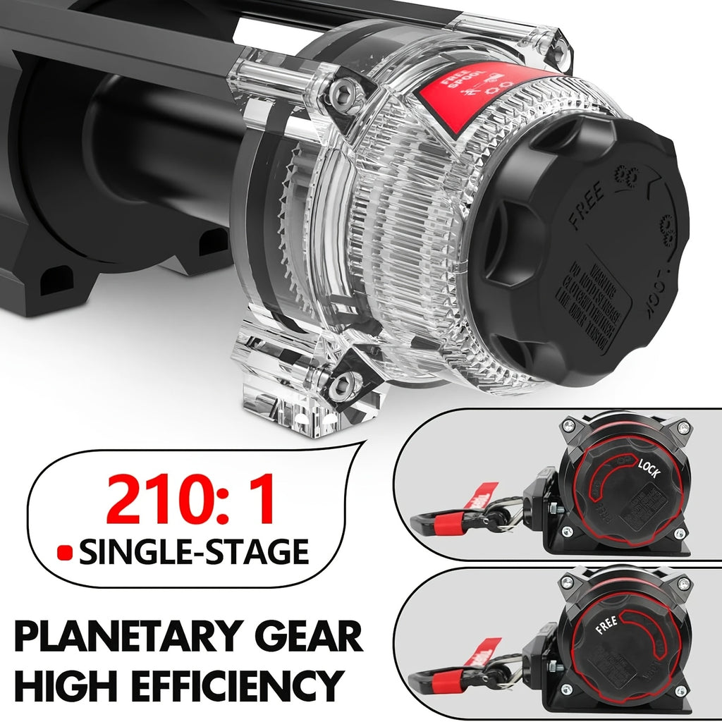 X-BULL New 12V DC 3000/5000/6000/13500Lb Electric Winch for Towing ATV/UTV, Boat, Off Road, Corded Control Recovery, Portable Synthetic Rope Electric Winch with Hawse Fairlead