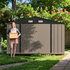 GUNJI Heavy-Duty 10X14 FT & 5X3 FT Metal Garden Shed With Double Hinged Large DoorSecure Tool Sheds & Backyard Organization For Outdoor Storage Solutions, Patio Storage, Garbage Can, Chicken Coop