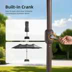 15-Foot Double-Sided Patio Umbrella (Base Included), Large Outdoor Market Table Umbrella, 36 Solar-Powered LED Lights, 12 Heavy-Duty Ribs for The Patio Umbrella, Automatic Solar Charging Providing 8 Hours of Illumination, Suitable for Terrace, Deck