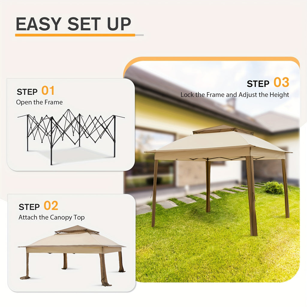 11x11 Instant Pop-Up Gazebo Tent with Mosquito Netting Suitable for Outdoor, Portable Canopy for Camping, Picnic, Backyard, Poolside - Setup, No Assembly Required, Lightweight Frame & Netted Walls for