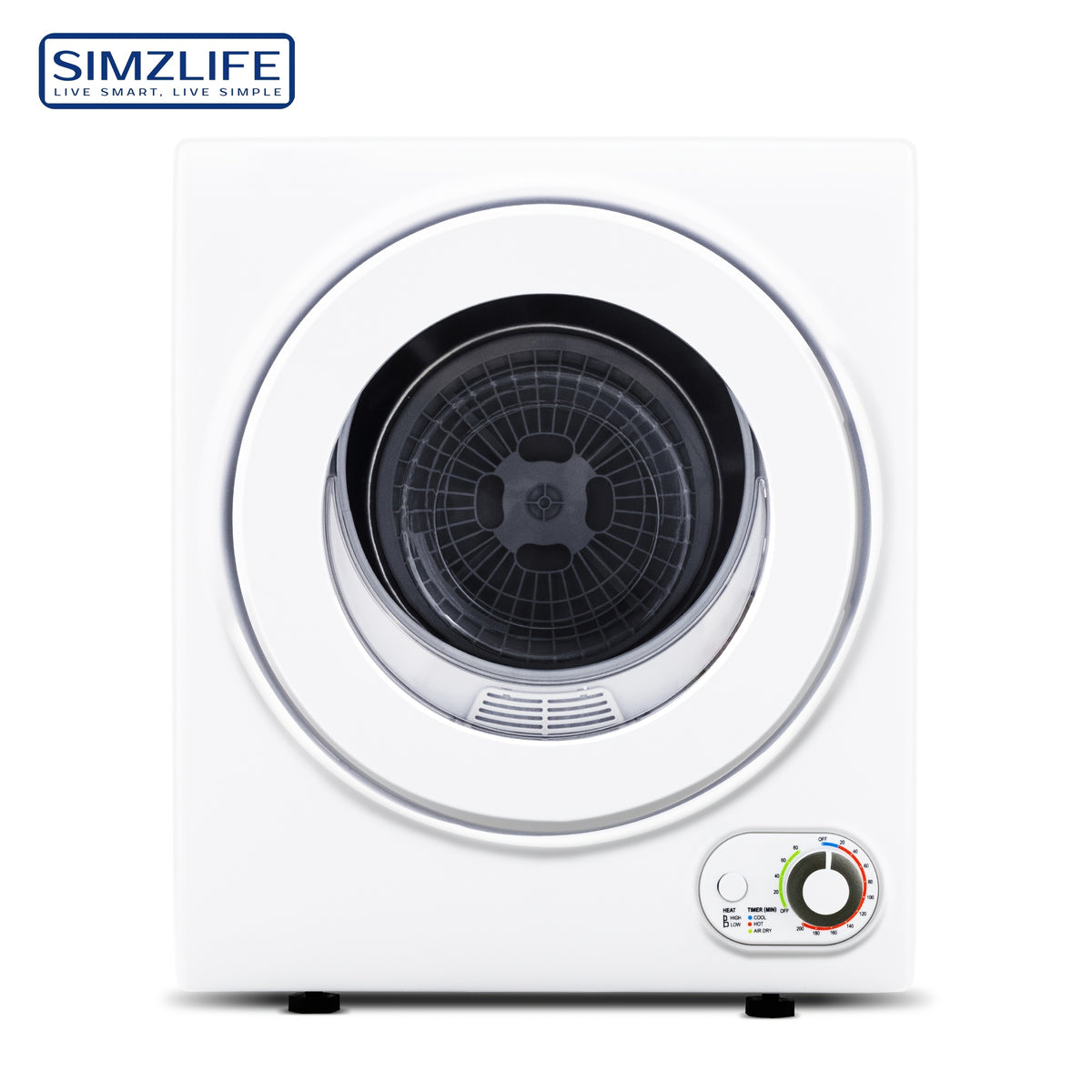 120V Portable Clothes Dryer 850W Compact Laundry Dryers 1.5/1.6/1.8/2.85 Cu.Ft Front Load Stainless Steel Electric Dryers Machine with Stainless Steel Tub for Apartment, Rvs, Dorms, White, Easy to Control